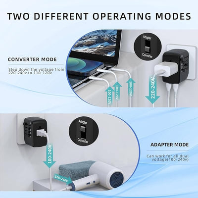 Adaptador voltaje 220 a 110 para viaje en 200 países