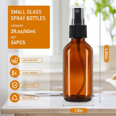 Botellas vidrio atomizador 60ml 24uds color ambar