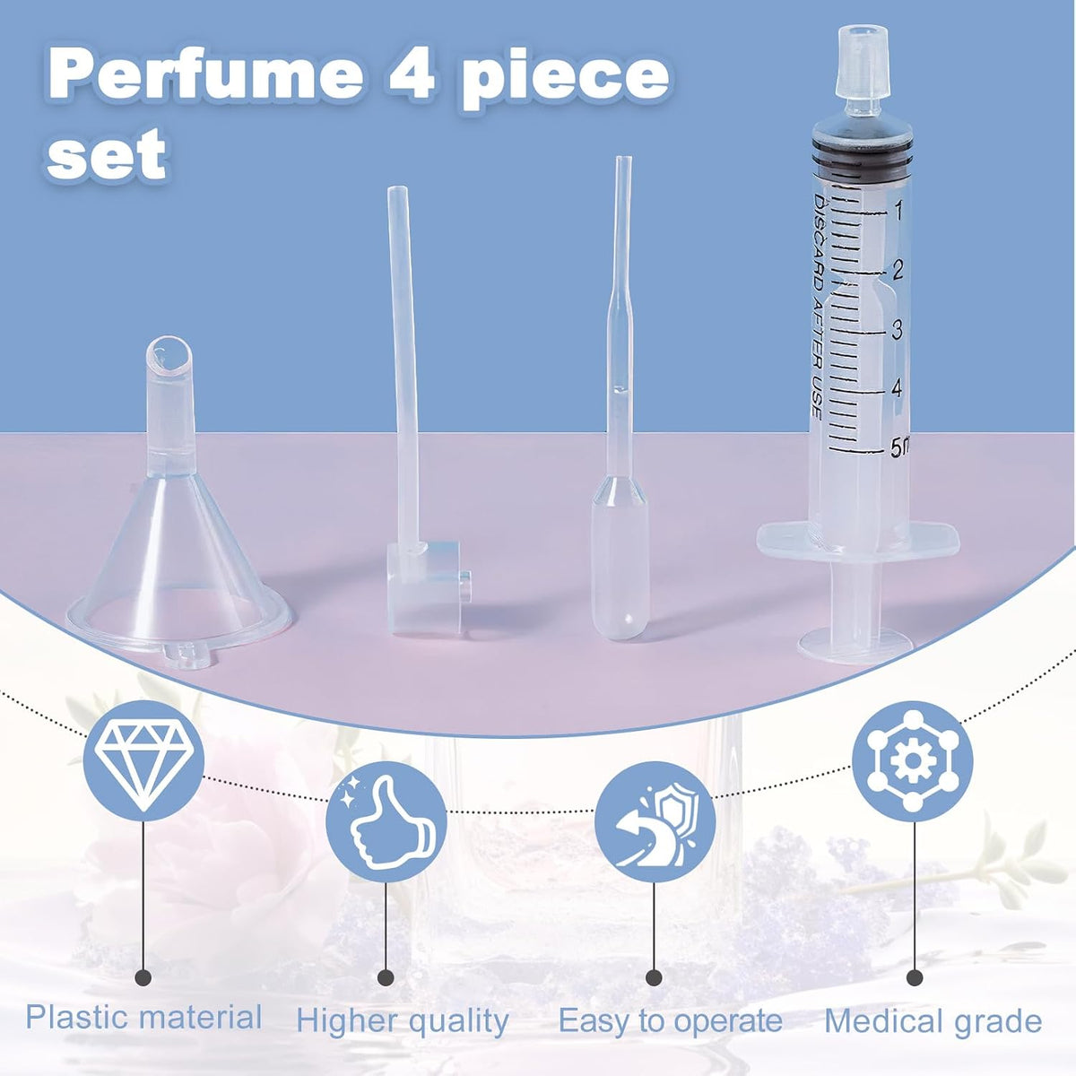 Kit transferencia perfume con embudo y bomba jeringa 7 pzas