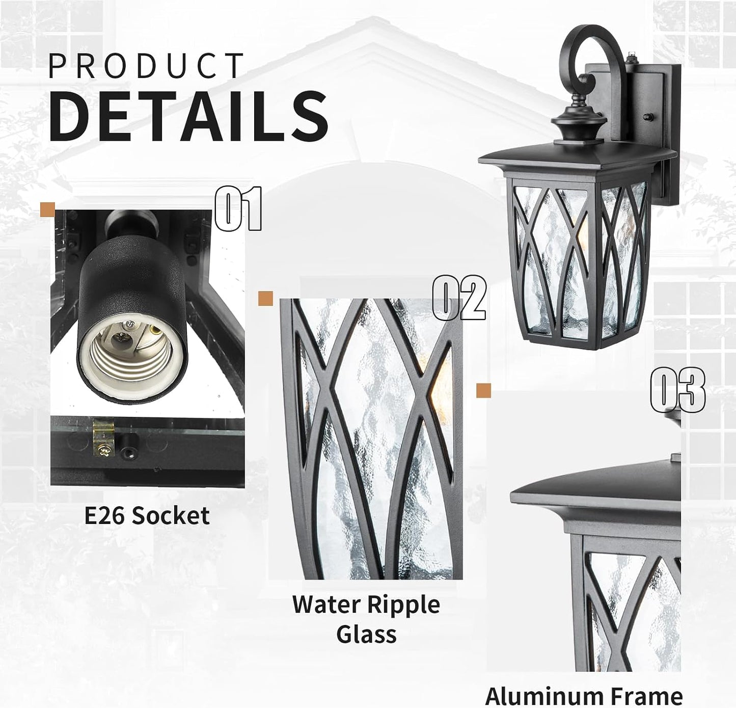 Farol pared exterior luz aplique vidrio ondas agua