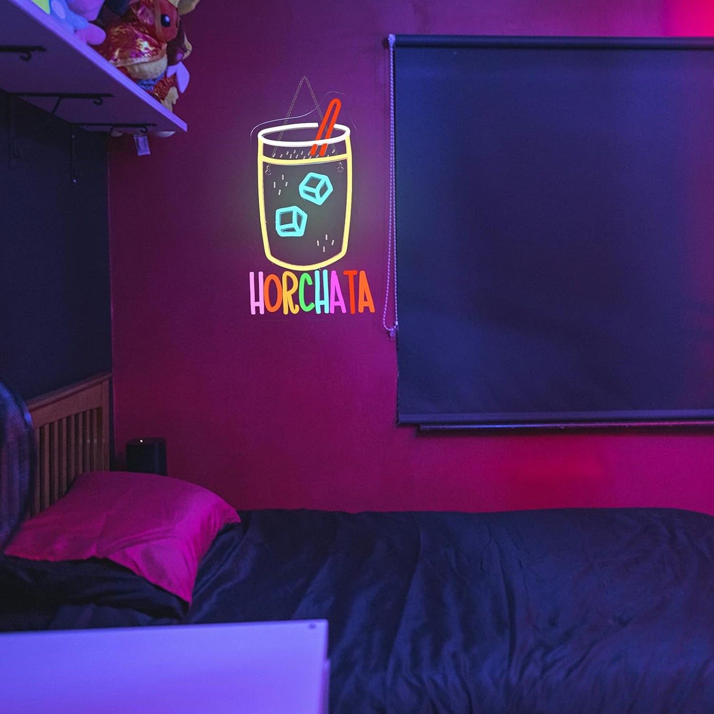 Letrero neón horchata LED con cubos hielo pajita USB