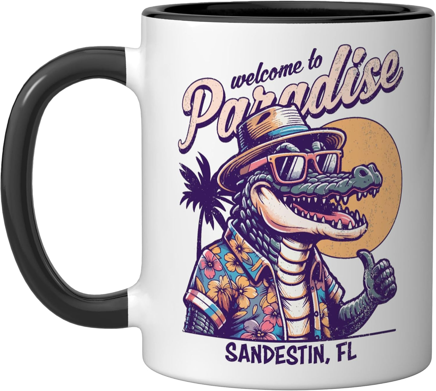 Taza Cerámica Sandestin Florida Estilo Retro Negro/Blanco