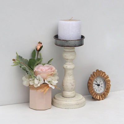 Portavelas madera tallada Shabby Chic 8-7/8pulg