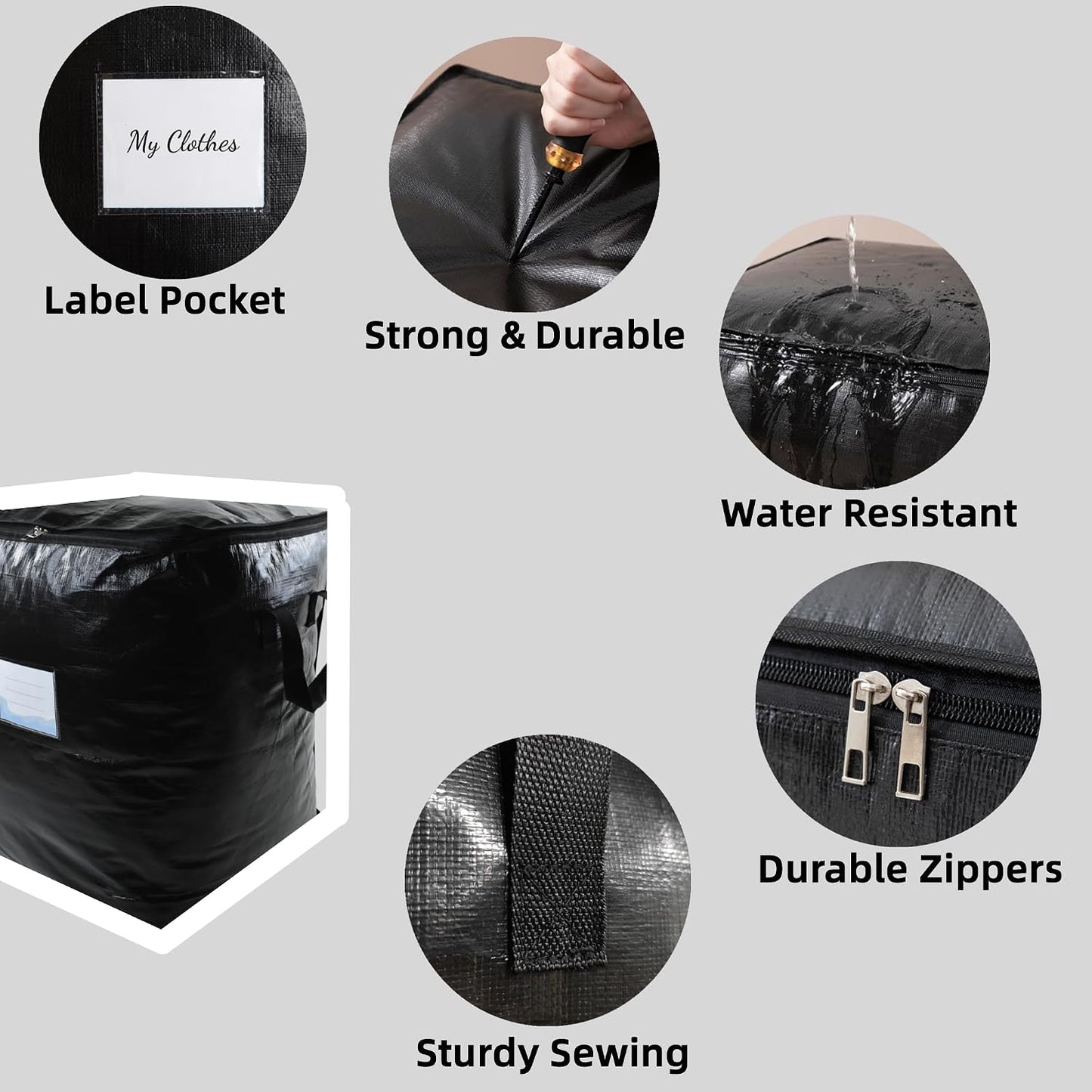 Bolsas almacenamiento 91L para ropa y cama con asas