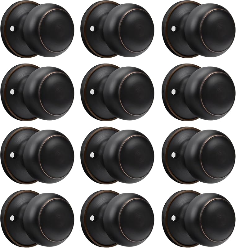 12 Pomos Puerta Simulados Bronce Aceitado Pack 6