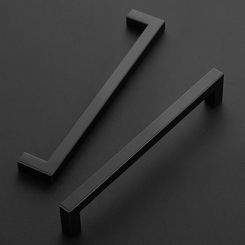 Tiradores negros para cajones acero inox 7.5" set 15