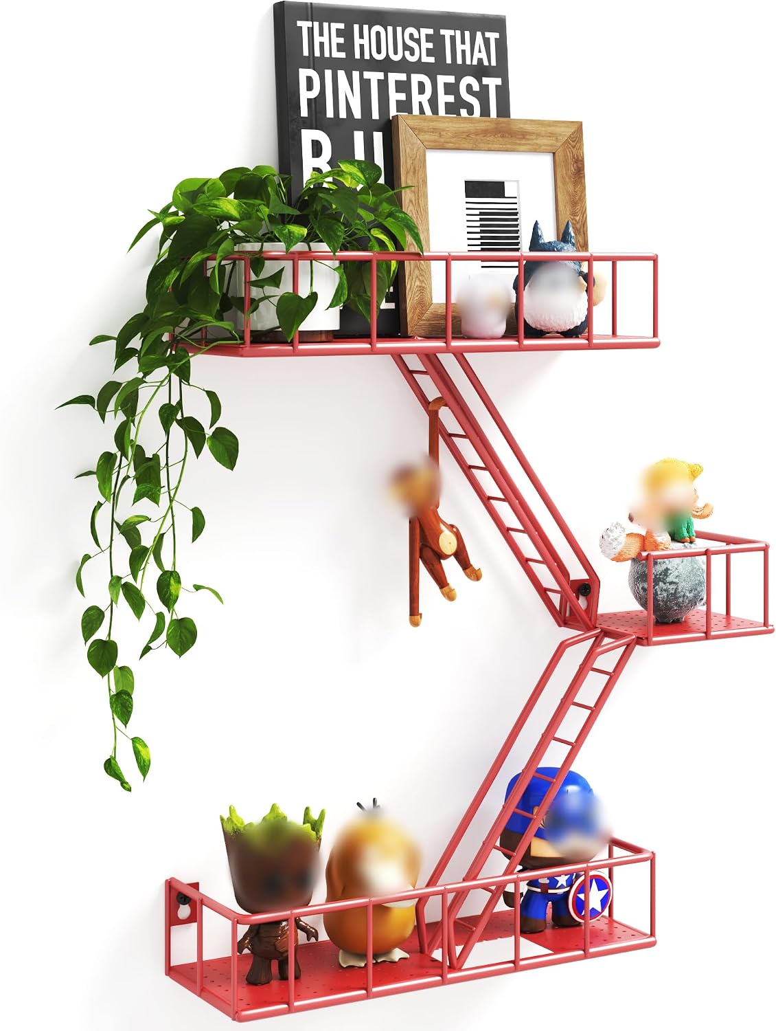 Estante pared escape incendios 3 niveles metal rojo