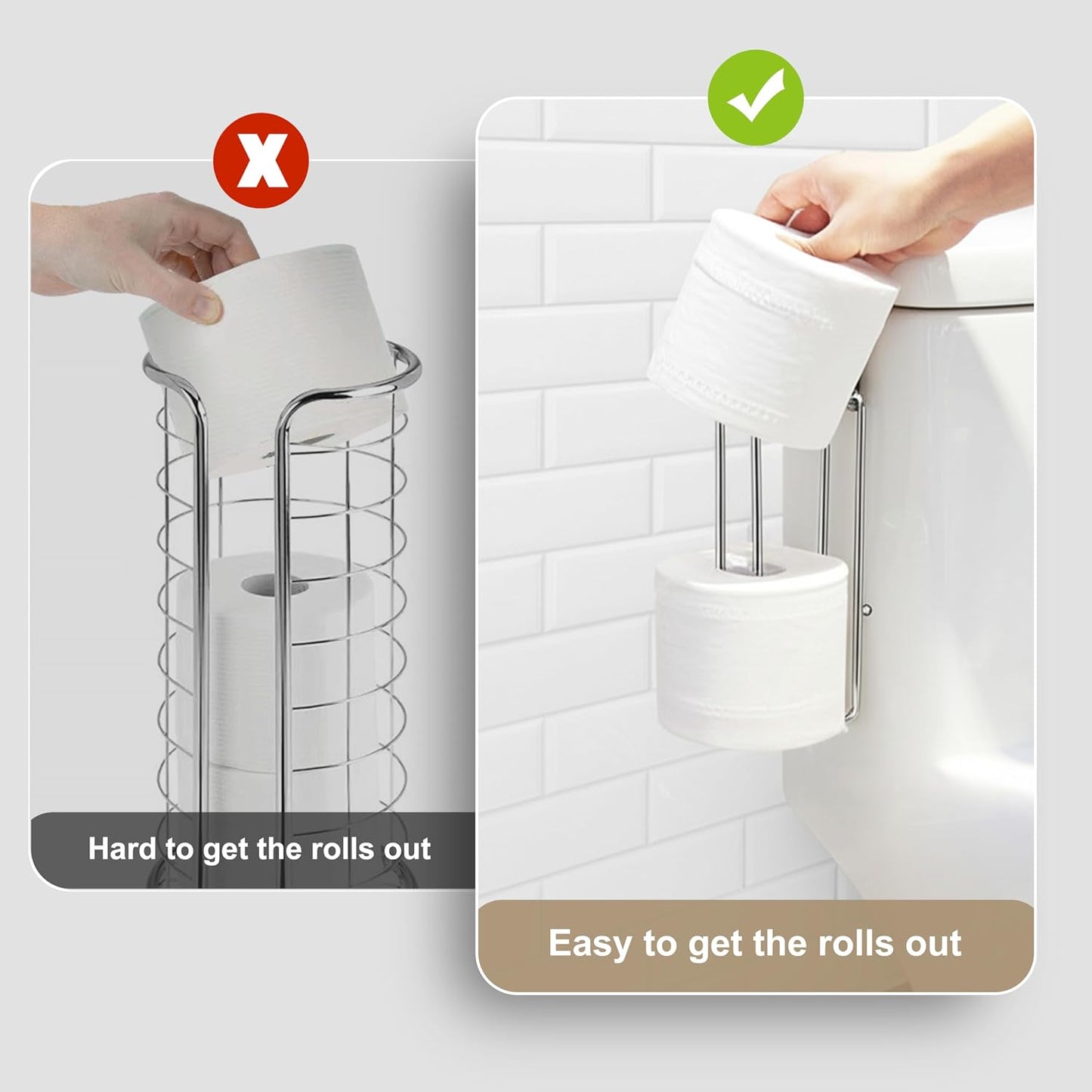 Soporte papel higiénico níquel para pared con 2 rollos