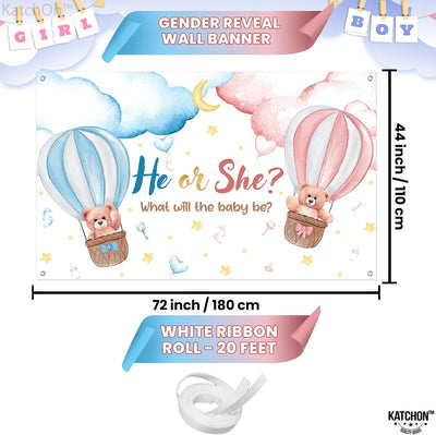 Cartel revelación género 72x44pulg azul o rosa baby shower