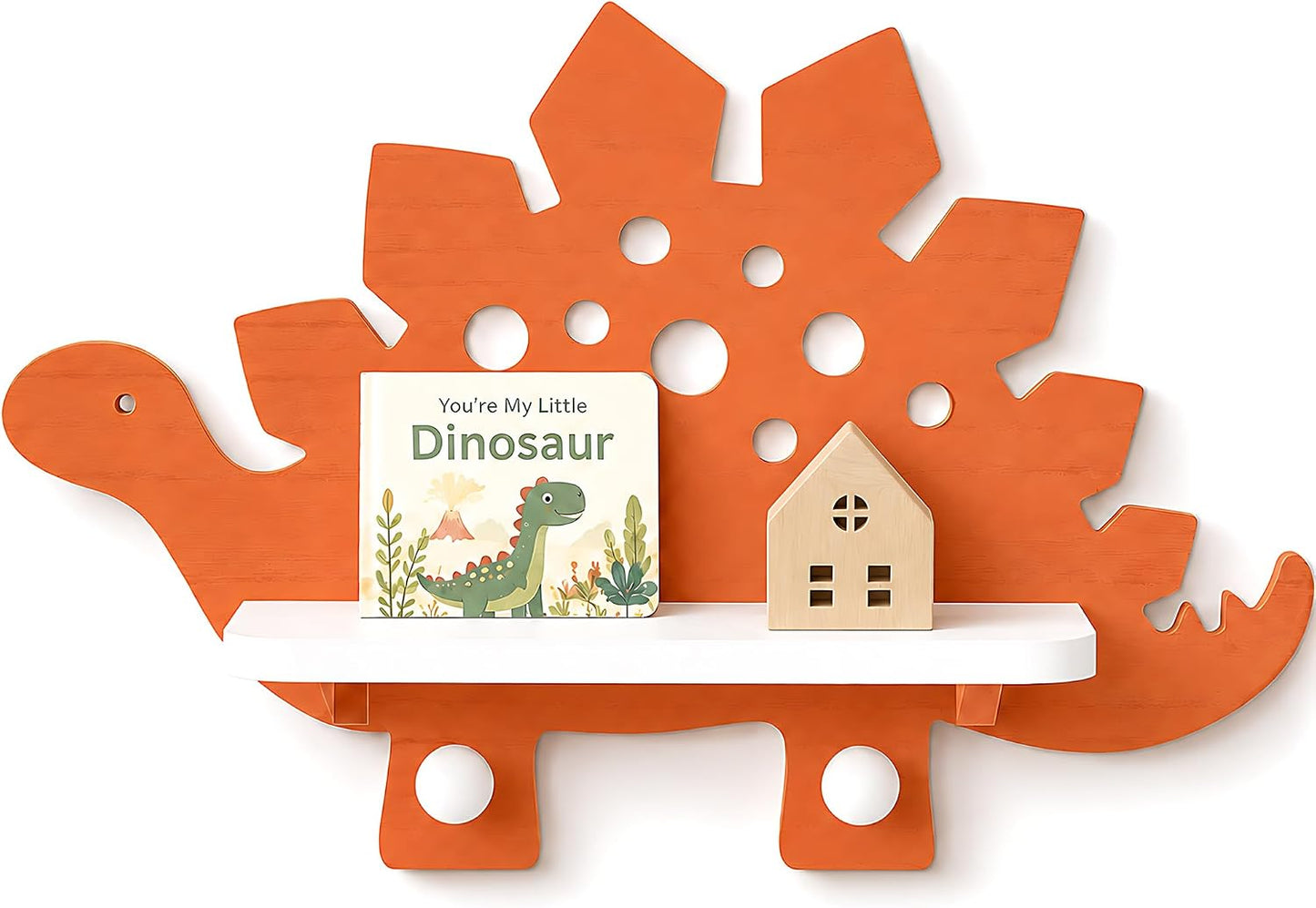 Estante dinosaurio madera con ganchos sala set