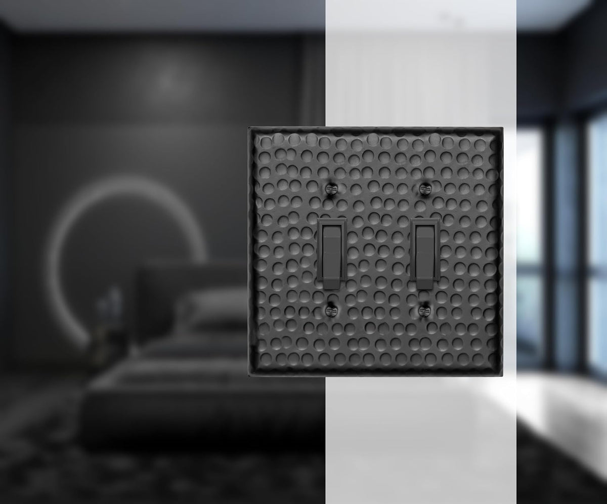 Placa pared interruptor metal martillado negro mate