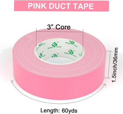 Cinta adhesiva industrial rosa 1.5pulg x 60yardas resistente UV