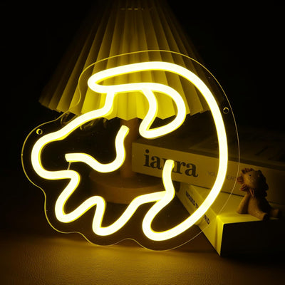 Letrero neón león animado LED regulable para niños