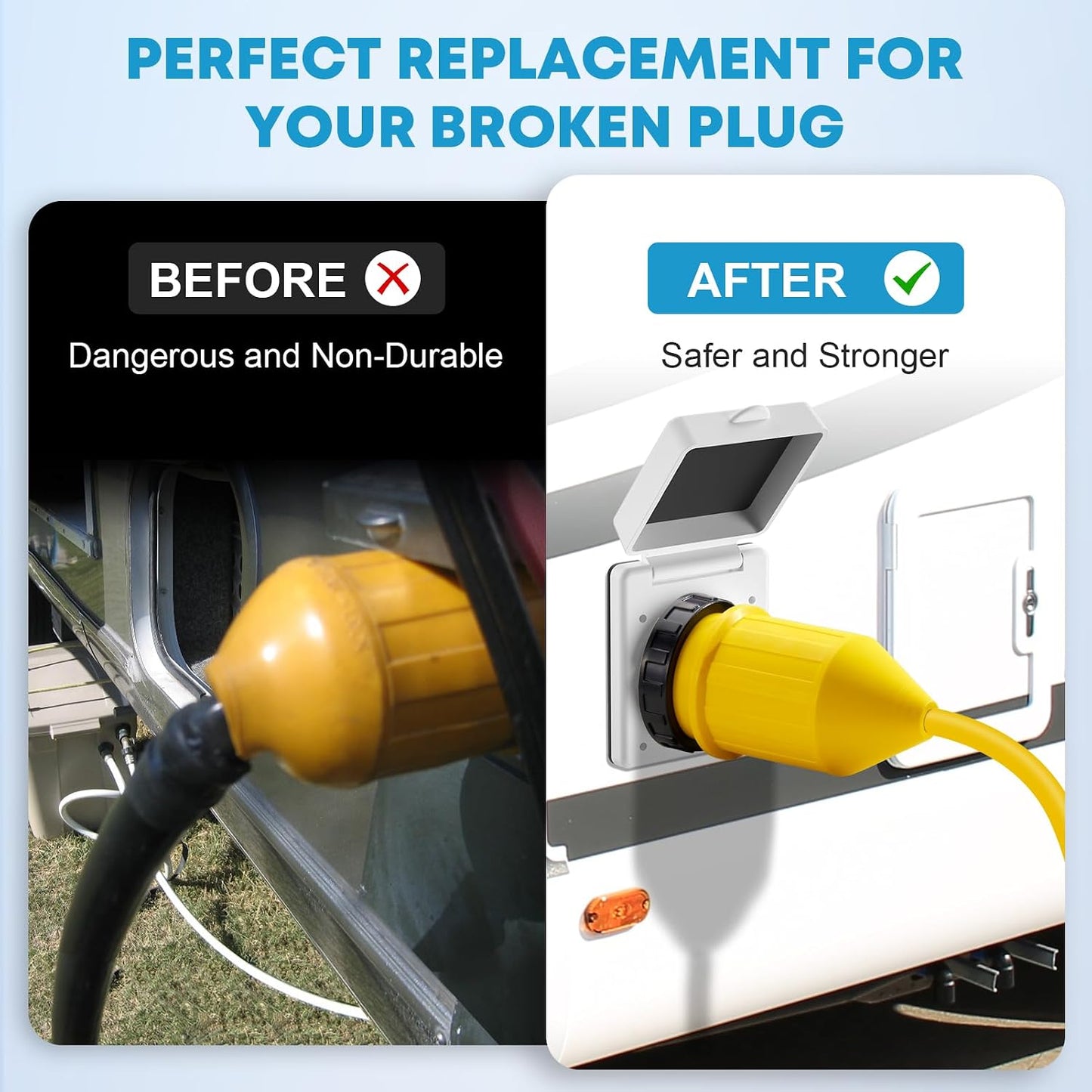 Cable RV 50A enchufe giratorio con protector