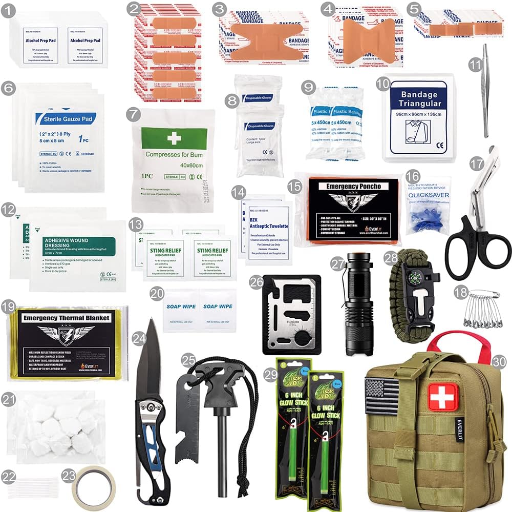 Kit supervivencia 250 pzas IFAK para camping caza