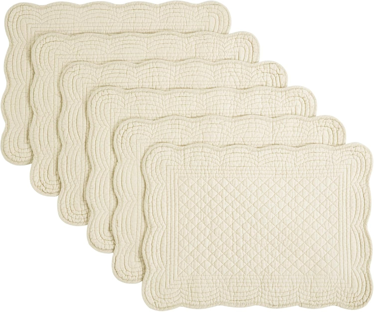 Set 6 manteles acolchados lavables 13x18pulg algodón lino