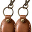 Funda Airtag cuero marrón con llavero pack 2