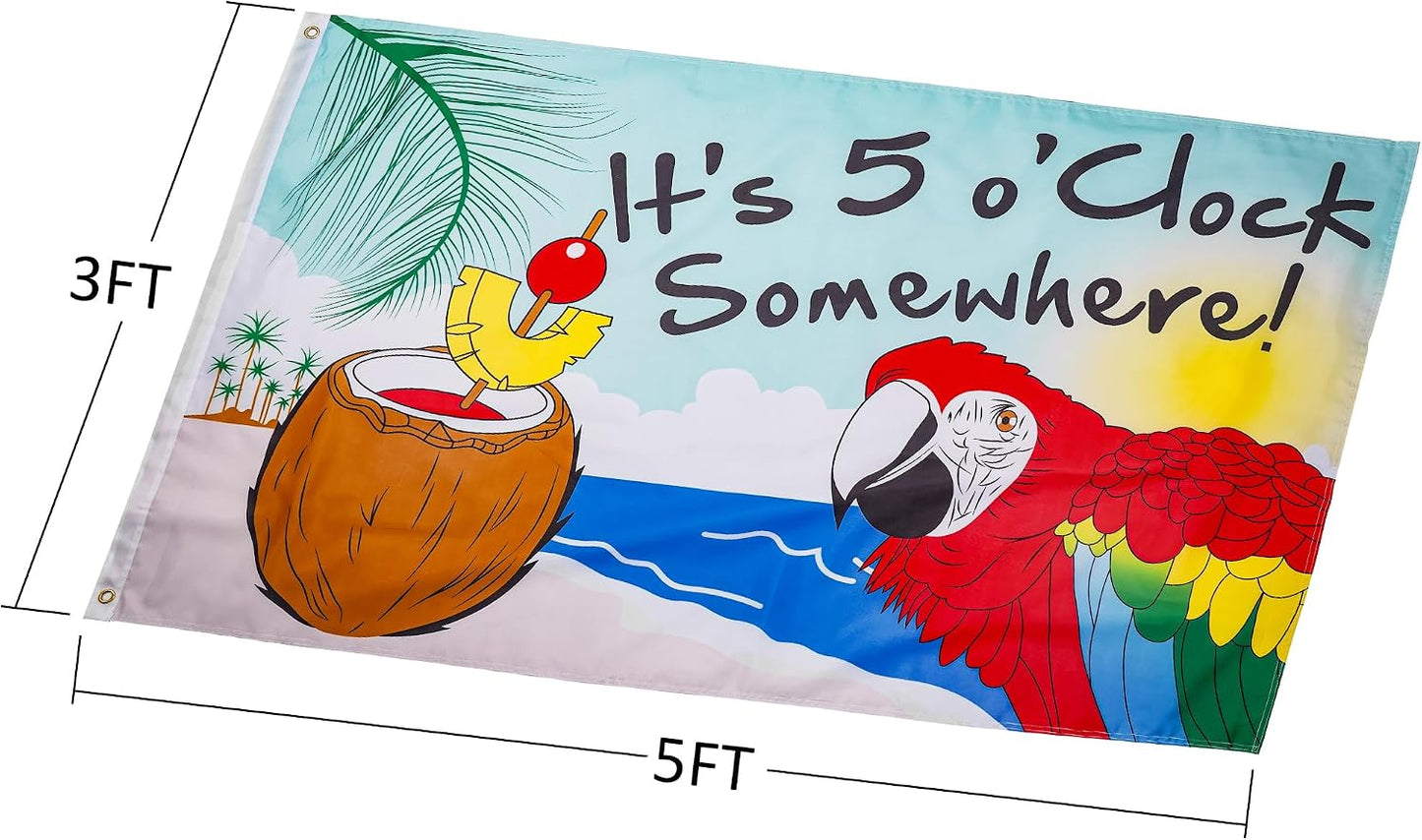 Letrero bandera doble cara 3x5ft It's 5 O'Clock Somewhere