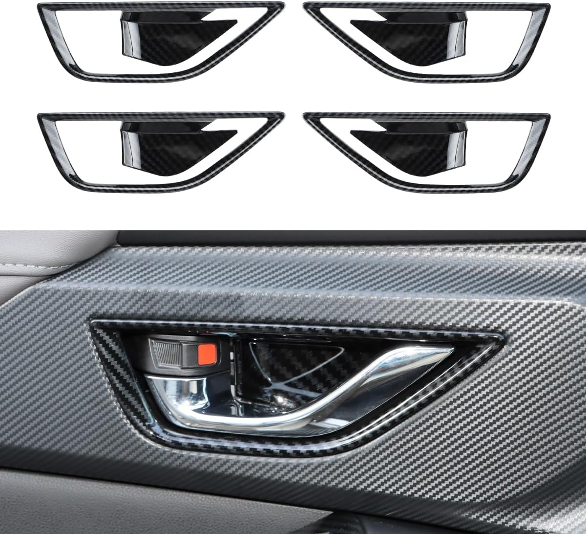Cubierta manija puerta interior Subaru fibra carbono 4"