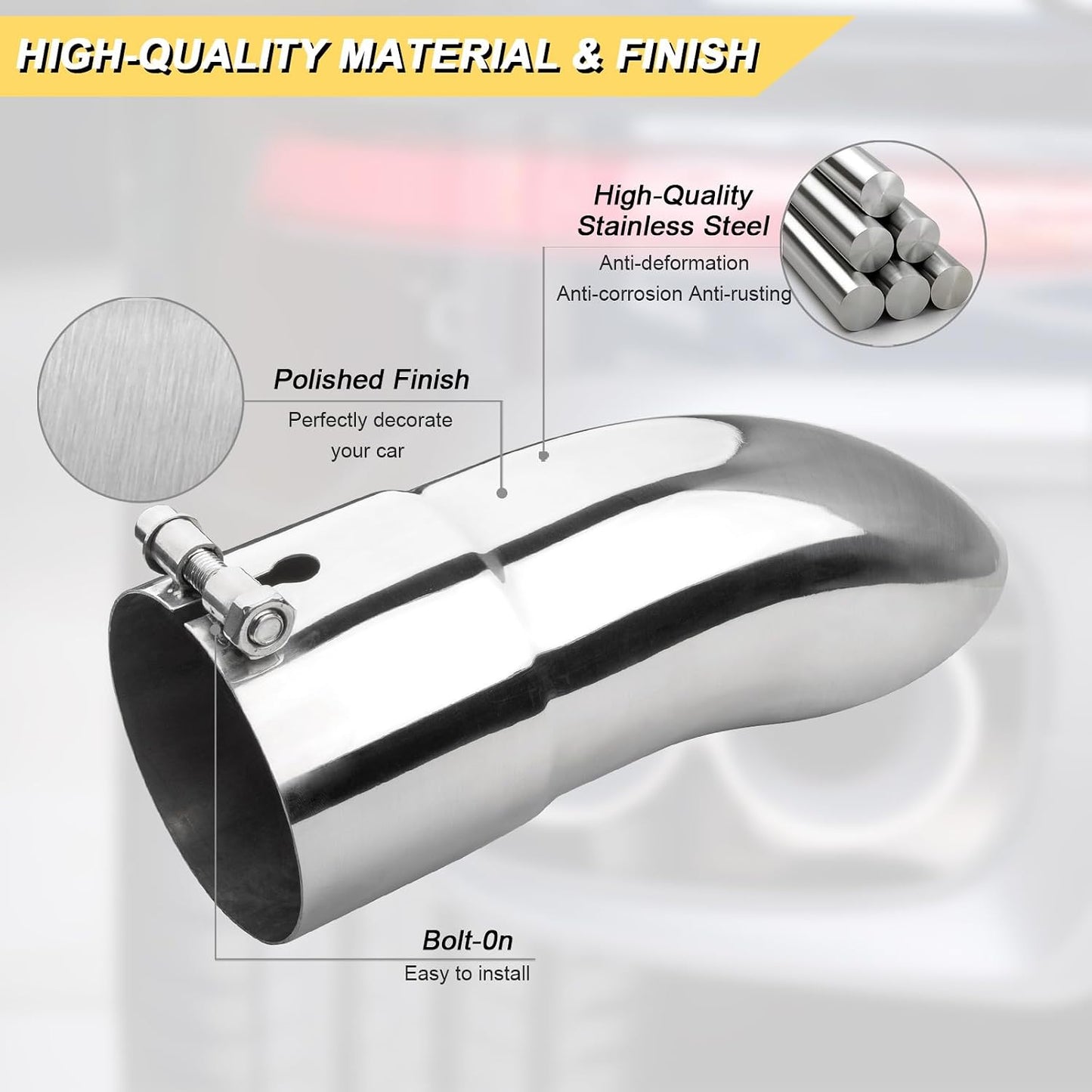 Punta escape curvada 4" acero inox con giro hacia abajo