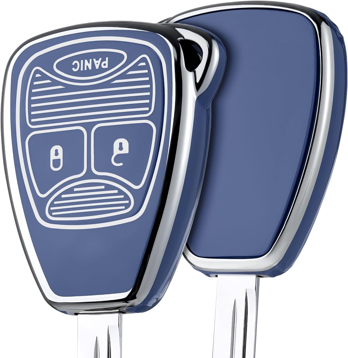 Funda llavero Jeep TPU riel plata azul protección total