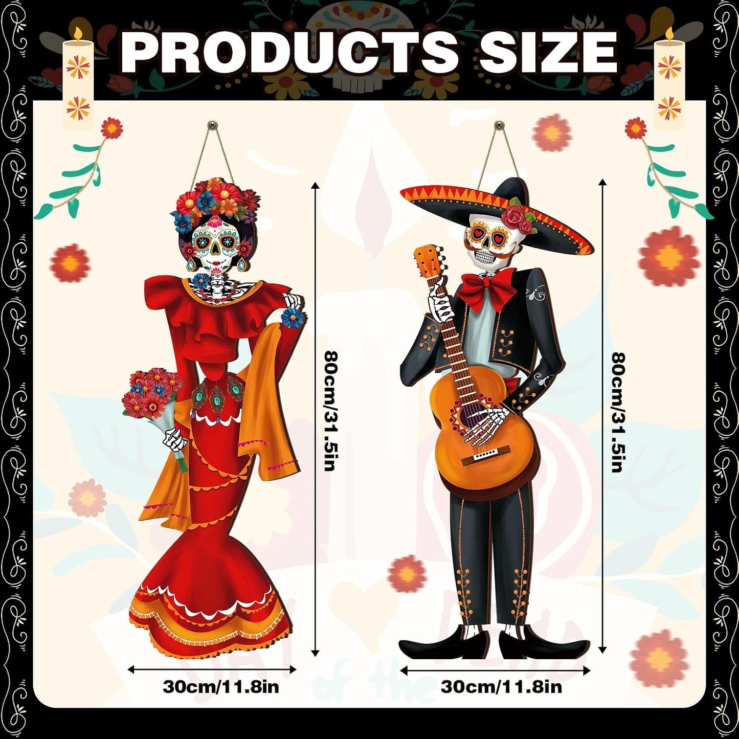 2 Pzas Decoración Día de Muertos con Luces LED Catrina