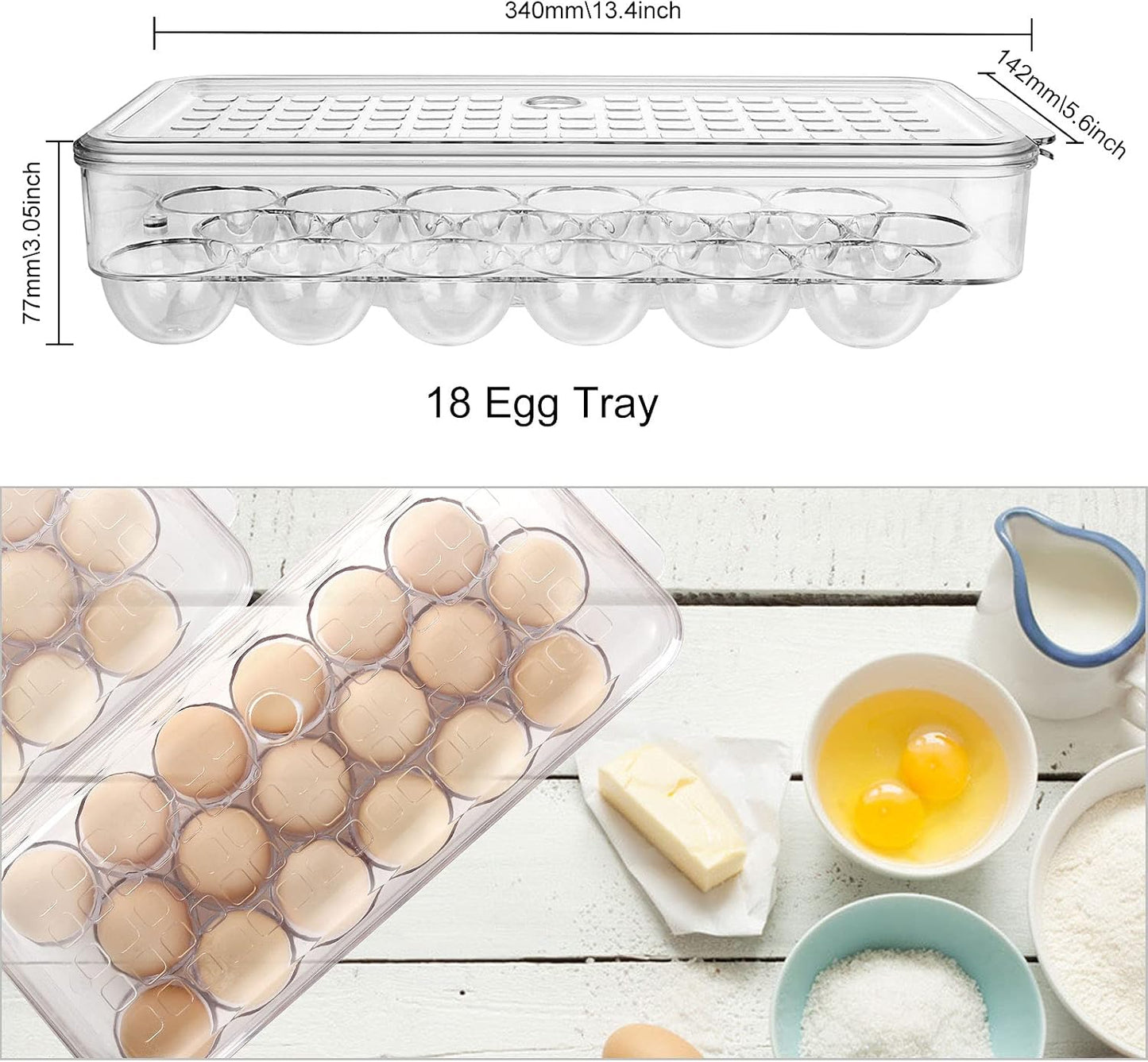 2 Pzas Soporte Huevos Plástico Apilable con Tapa y Asas