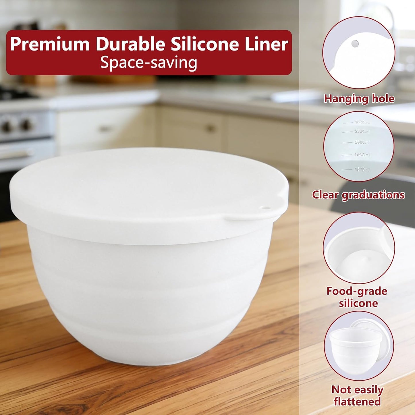 Revestimientos silicona plegables KitchenAid 5qt con tapas