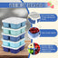 5 Cajas Aperitivos 4 Compartimentos Reutilizables Azul