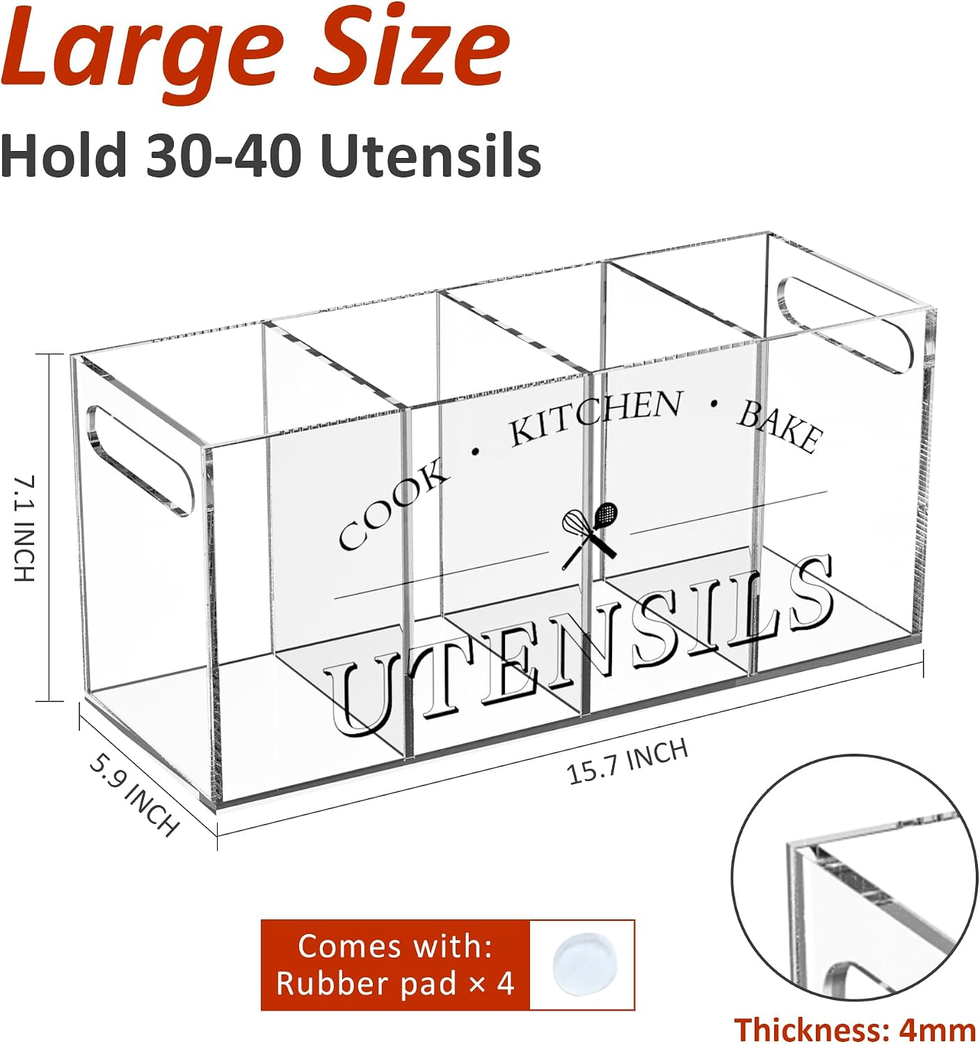Soporte acrílico transparente encimera cocina extra grande