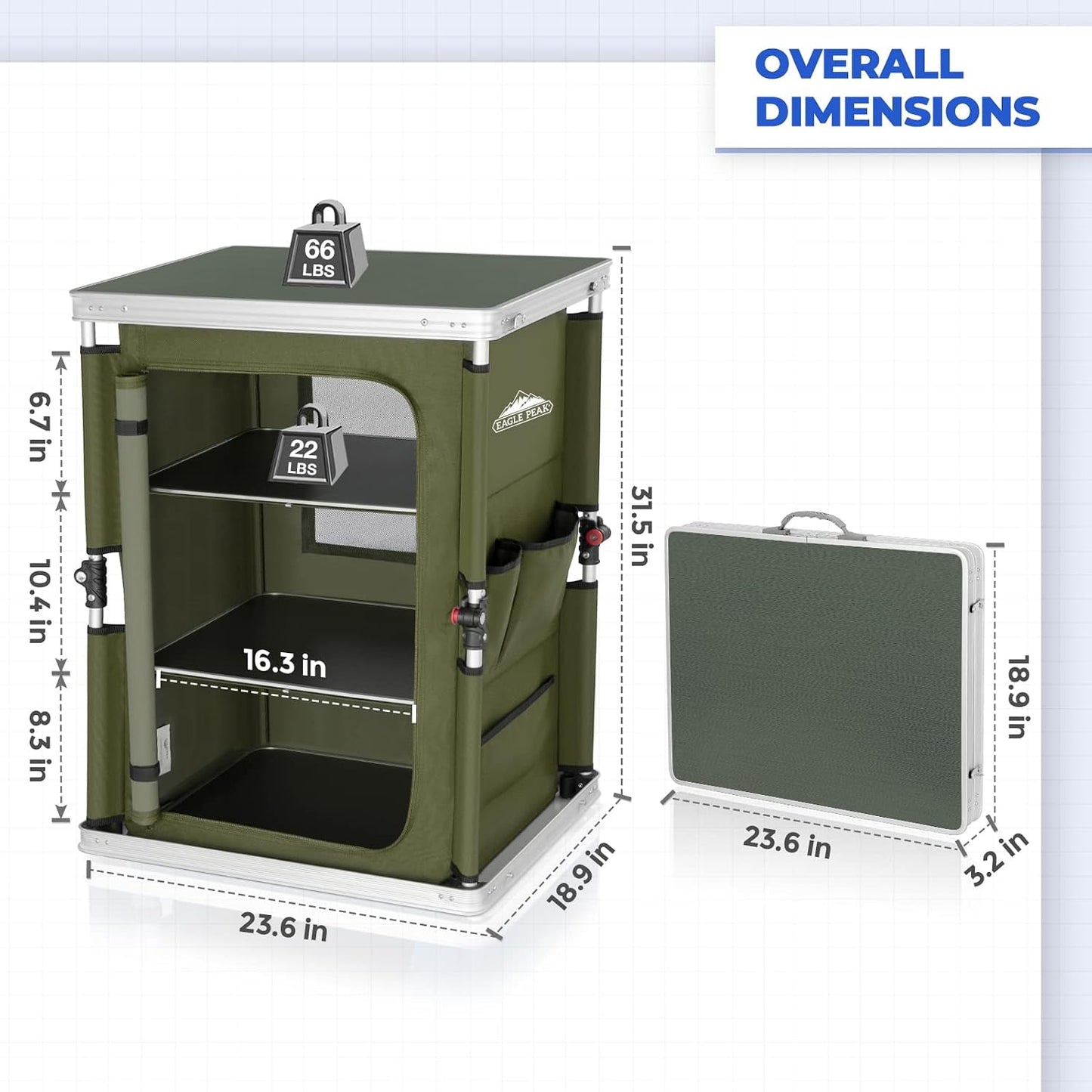 Mesa camping plegable con organiz. 3 niveles aluminio
