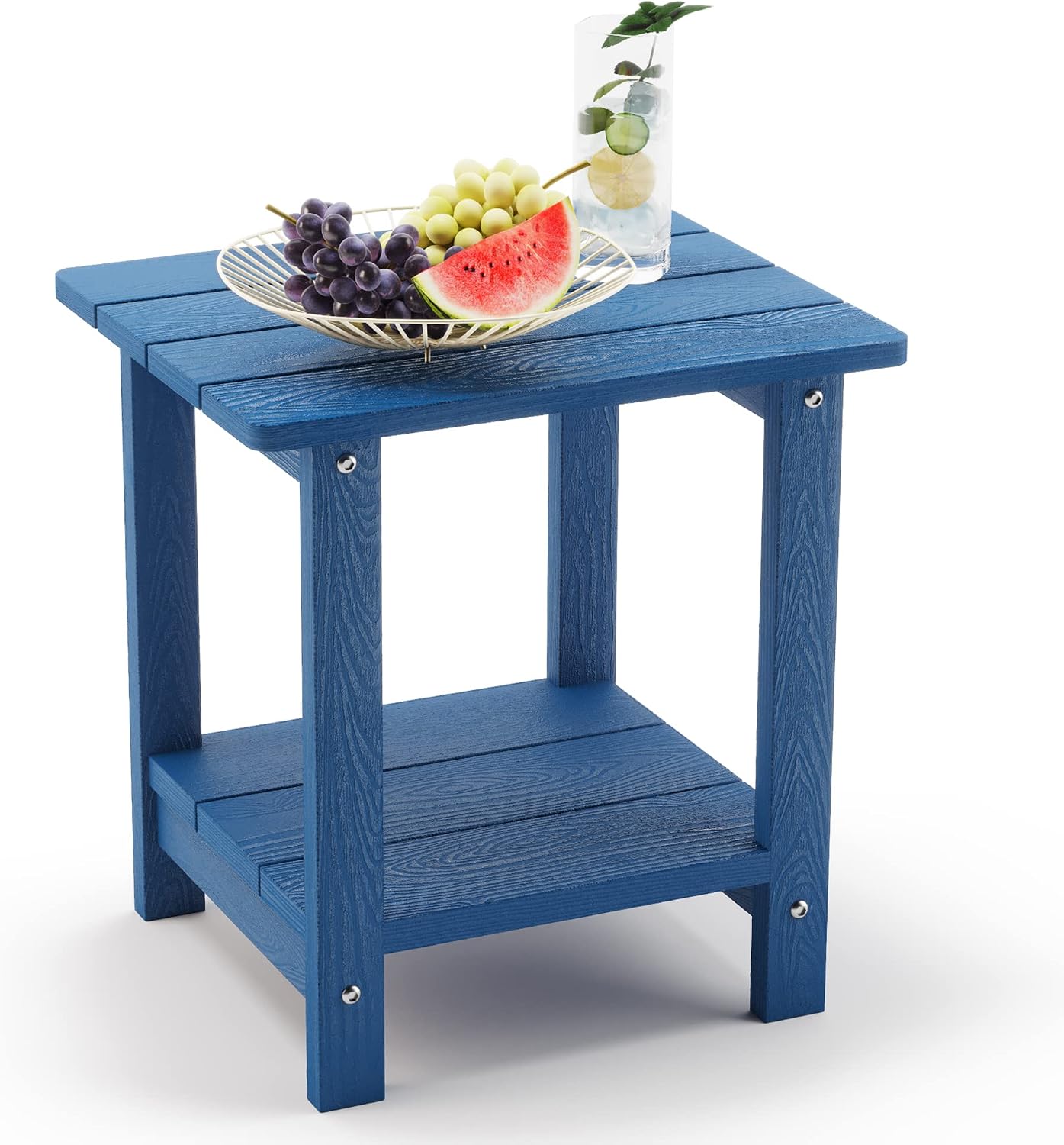 Mesa auxiliar 2 niveles resistente exterior color azul