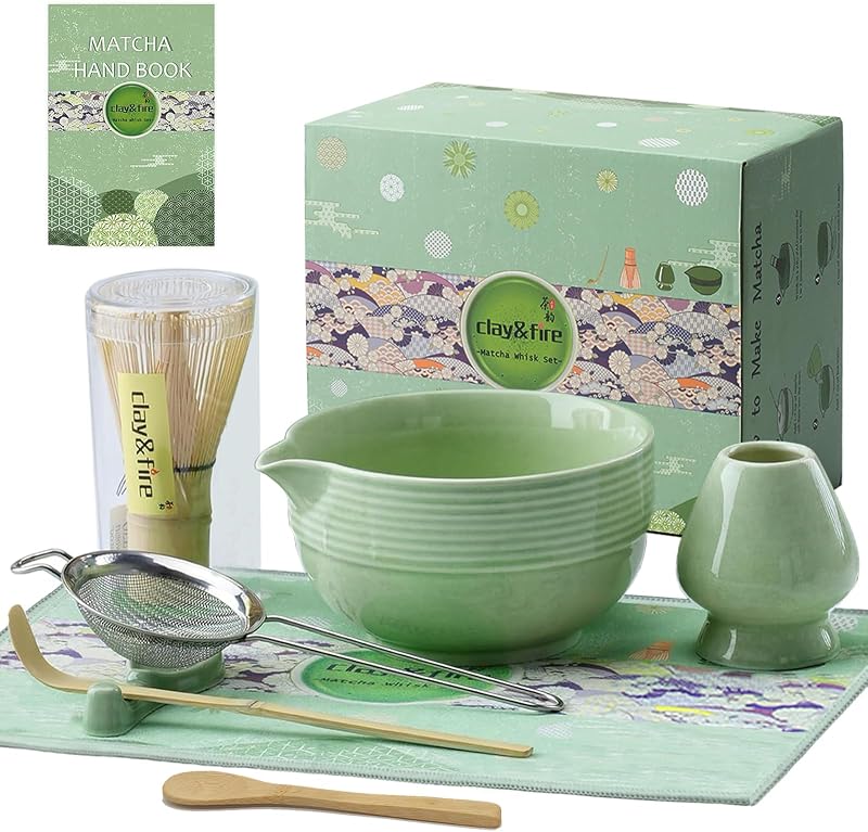 Juego 9 Pzas Batidor Matcha Cerámica Con Boquilla