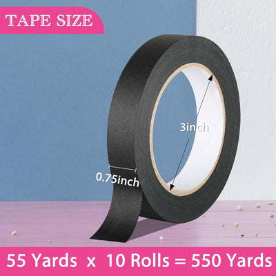 Cinta adhesiva negra 0.75pulg x 55yd 10rollos multisuperficie