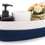 Cesta tejida para inodoro 13x5.9x4" blanco costuras azul