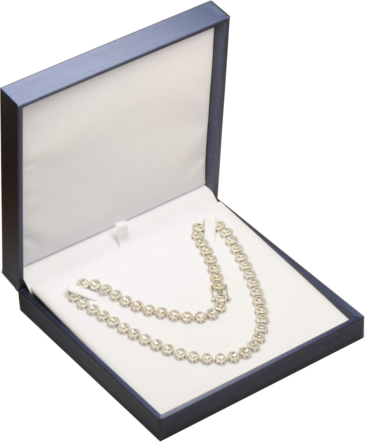 Caja regalo collar grande azul piel sintética 6.42"