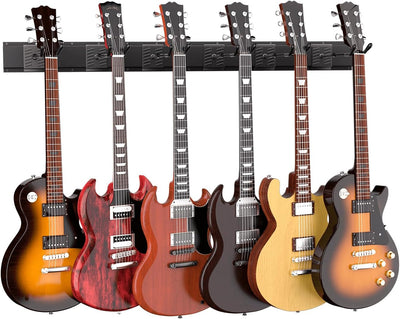 Soporte pared guitarra madera 6 ganchos ajustables 48pulg