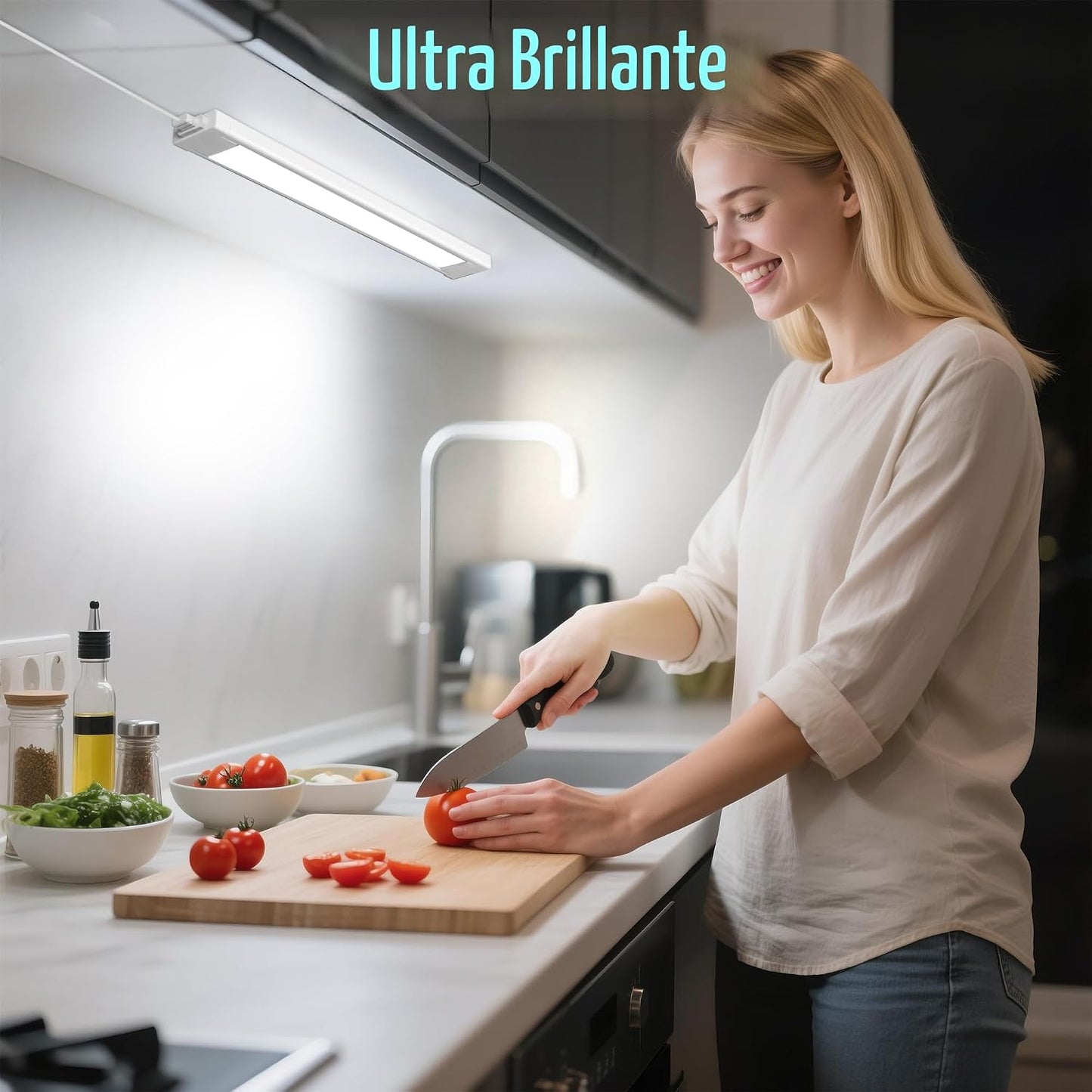 Barra luz LED 14pulg enlazable para armario cocina