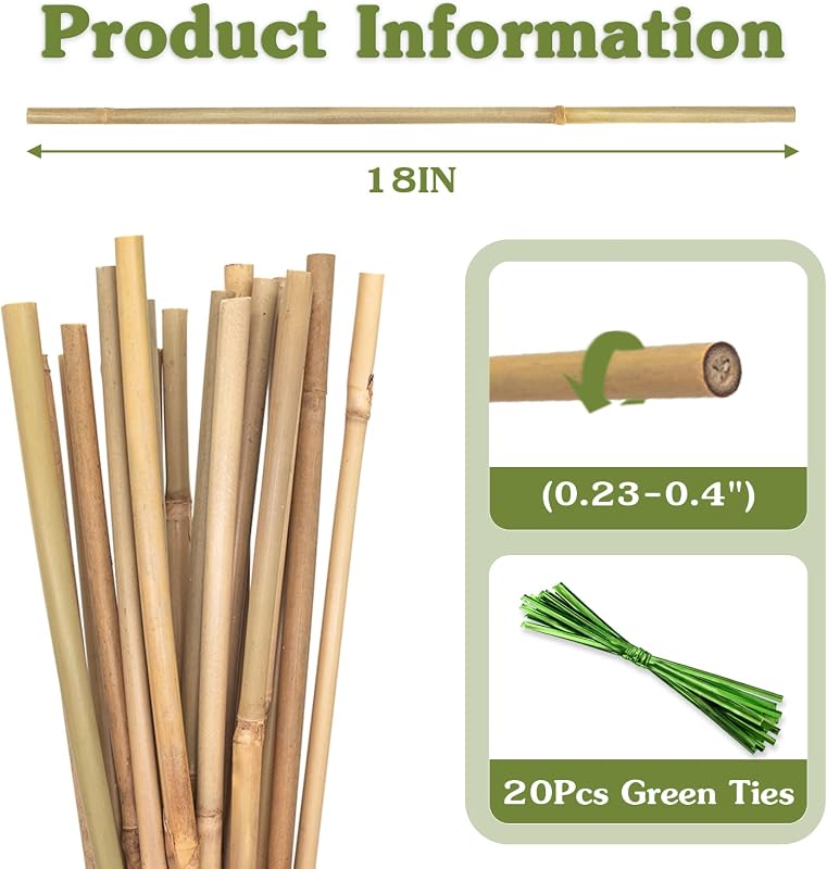 Estacas bambú 18pulg 20pzas para plantas interior exterior