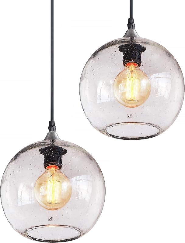 Iluminación colgante isla cocina vidrio rústico moderno