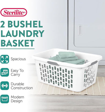 Cesta plástico ropa 2 bushel asas reforzado blanco set 12