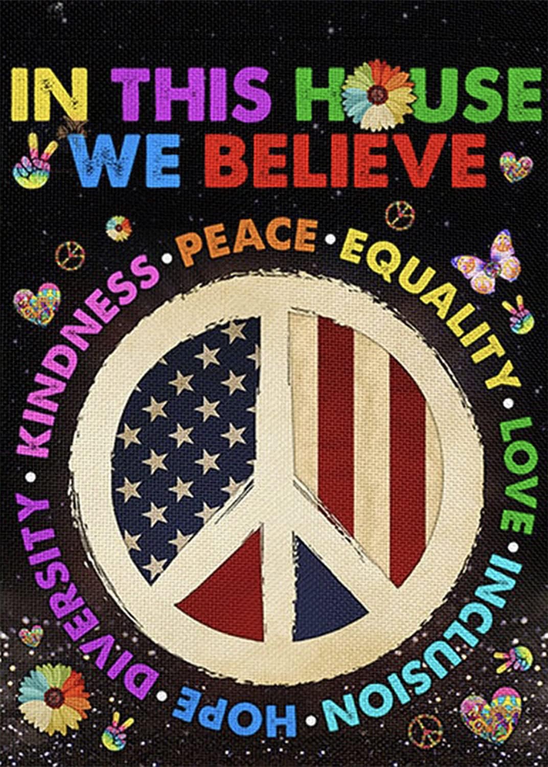 Bandera jardín 12x18" In This House We Believe