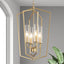 Candelabro dorado 4 luces geométrico 16.5" sala cocina