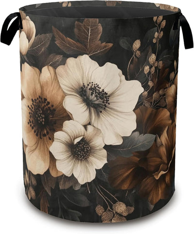 Cesta plegable flores negras 16x20" baño