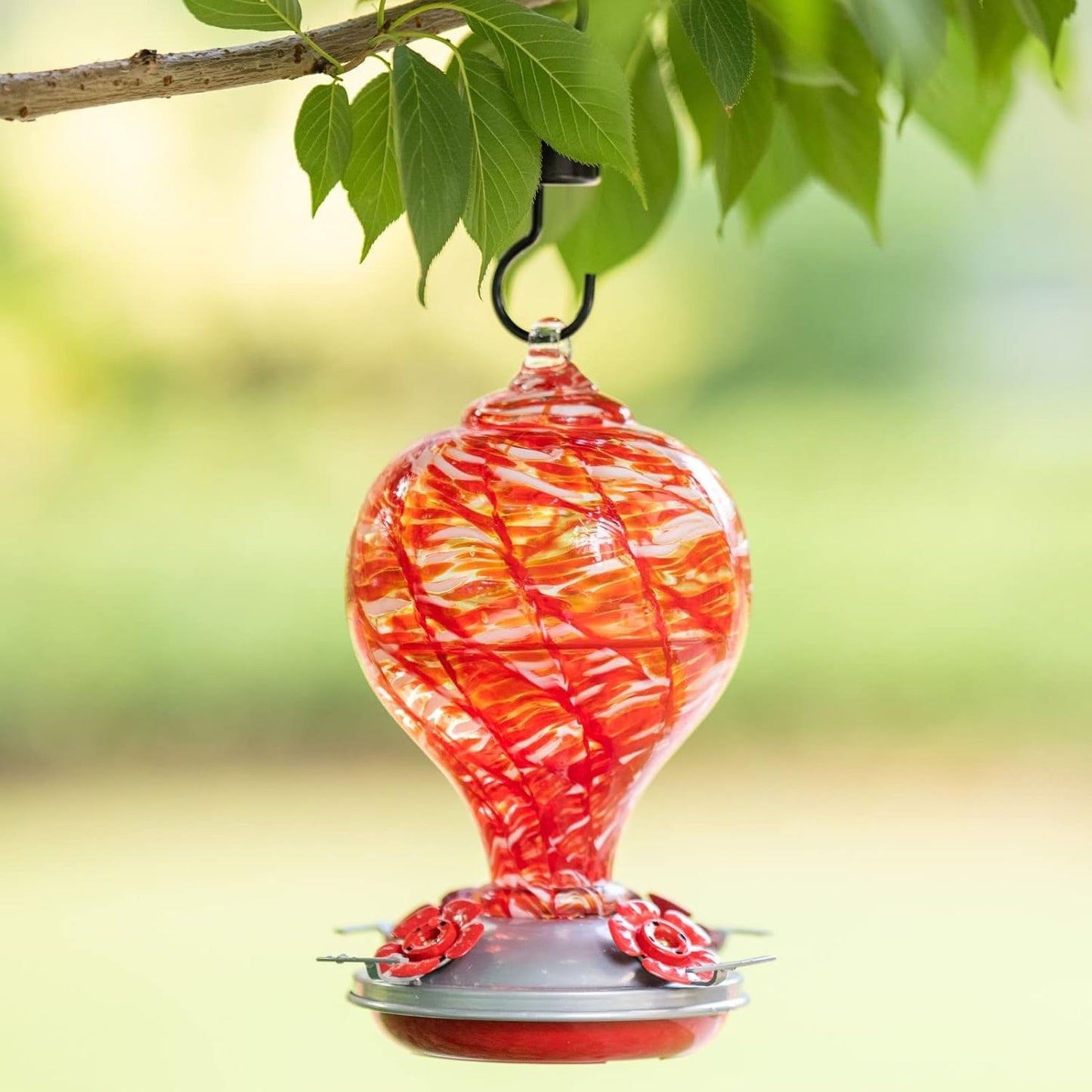 Comedero colibríes vidrio soplado 32oz decoración jardín