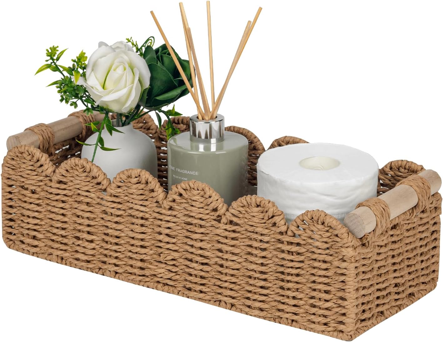 Cesta almacenamiento papel higiénico asa decoración hogar