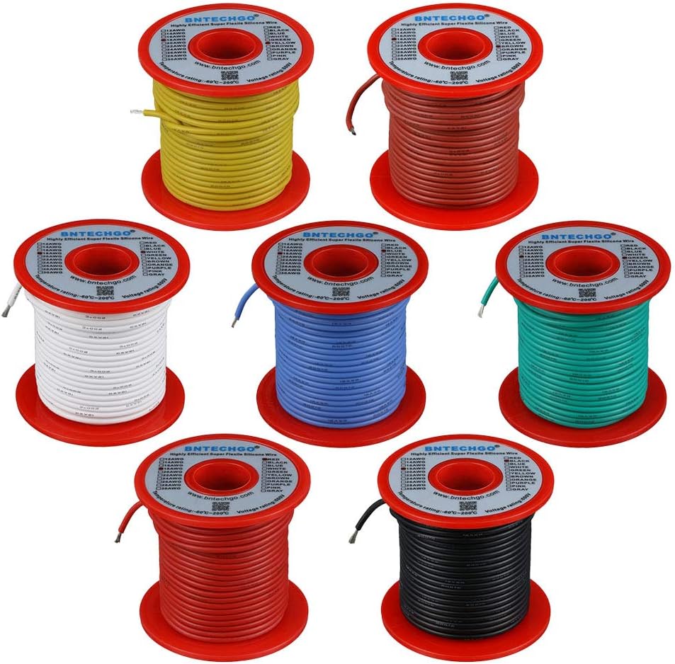Kit alambre silicona 18 colores 100pies 18awg flexible