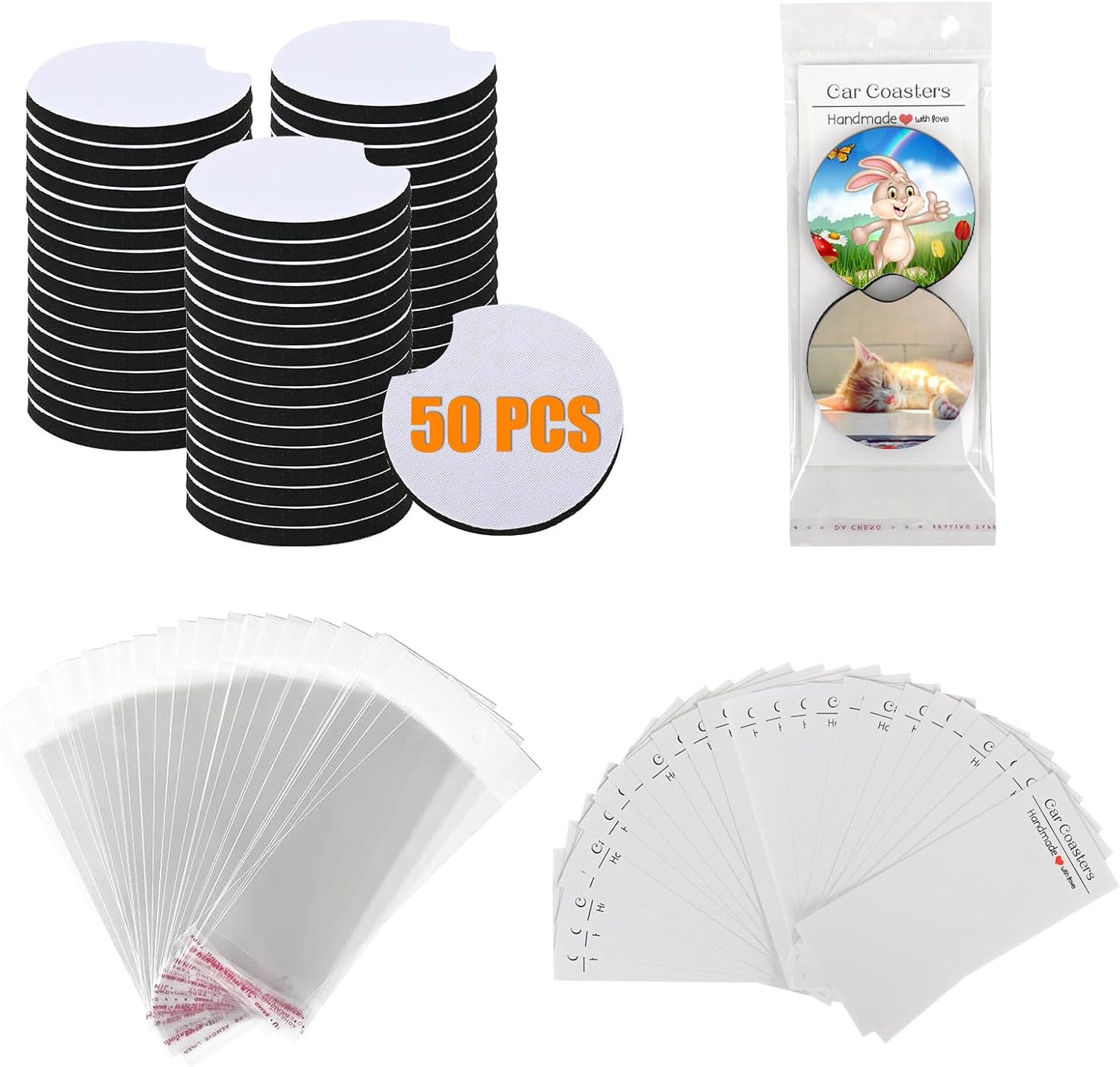 Set 100 posavasos sublimación auto 50 neopreno 2.75pulg
