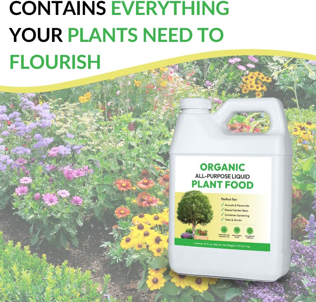 Alimento liquido organico multiusos para plantas exteriores