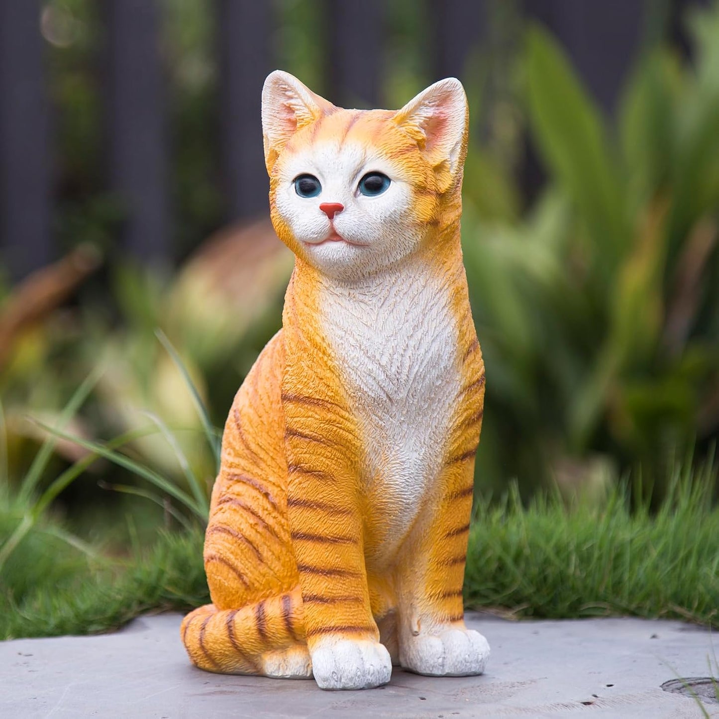 Escultura gato amarillo decoración jardín patio 10.8pulg